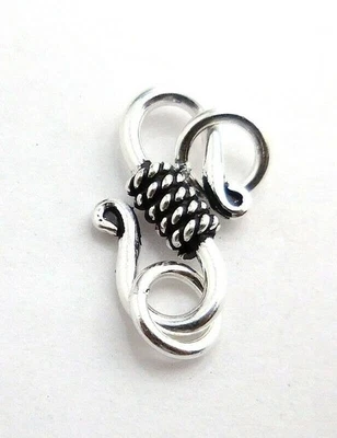 10 PCS 19X12MM SOLID COPPER BALI S HOOK CLASP ANTIQUE SILVER PLATED 580 MM - Image 1 of 3