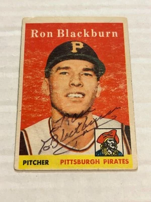 1958 TOPPS RON BLACKBURN #459 SIGNED IP AUTO PIRATES G3 - Image 1 of 2