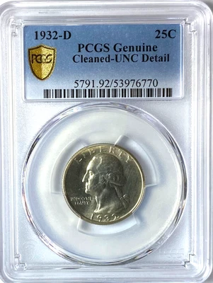 1932 D 25c Washington Silver Quarter Dollar Denver Unc Details PCGS - Image 1 of 2