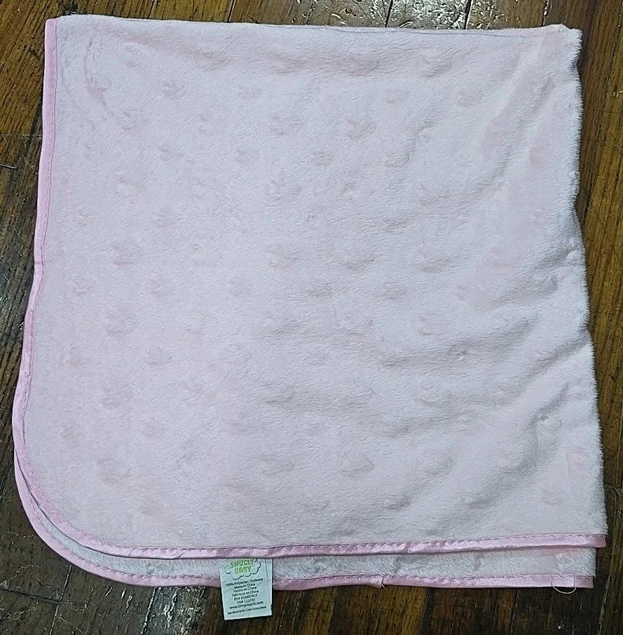 УЮТНЫЙ BABY девочка розовый Minky поднятые сердца одеяло атласная отделка милый  - Изображение 1 из 4