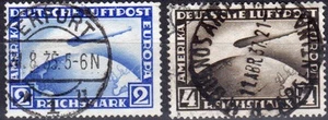 Imperio Alemán 423/24, 2 y 4 marcos zepelín estampado. - Imagen 1 de 1