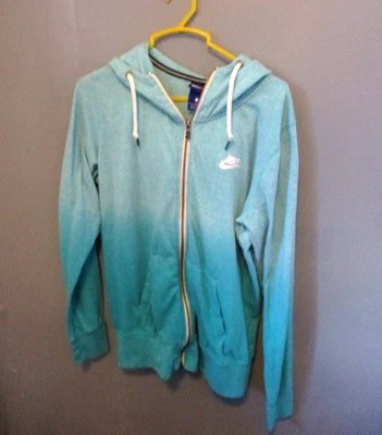 NIKE SUDADERA CON CAPUCHA LIGERA, CREMALLERA COMPLETA, MUJER TALLA L COLORES VERDE AZULADO Foto 1 de 4
