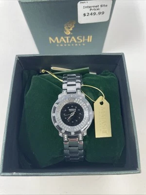 Matashi Crystal 18K White Gold Plated Women's Watch with Silver Face - Image 1 of 4
