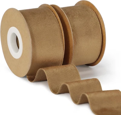 Cinta de terciopelo azul polvoriento, cintas de tela hechas a mano de 1-1/2 pulgada de ancho para Navidad  Foto 1 de 4