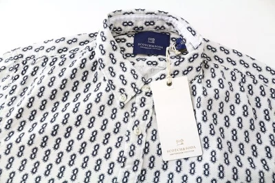 Scotch & Soda AMS Couture Camicia da Uomo S Bianco Sporco Fantasia Cotone Puro - Immagine 1 di 4