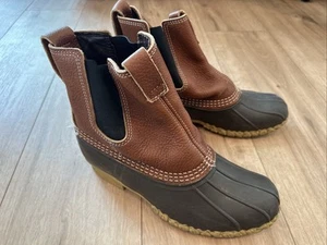 L.L. Bean Bean Boots Size 9 Chelsea Brown Leather Rubber Made in USA Outdoor - Picture 1 of 12