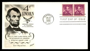 Mayfairstamps US FDC 1958 Lincoln 4c 16th President First Day Cover aau_20539 - Picture 1 of 2