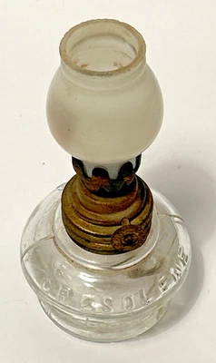 Antique 1800s Vapo Cresolene Kerosene Oil Lamp Vaporizer Bottle Cap & Globe - Image 1 of 4