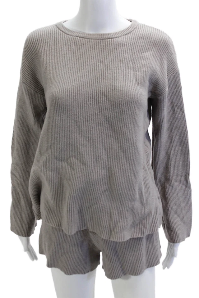 Conjunto Suéter The Drop Mujer Gris Viscosa Sólido Cuello Redondo Manga Larga Talla S Foto 1 de 4