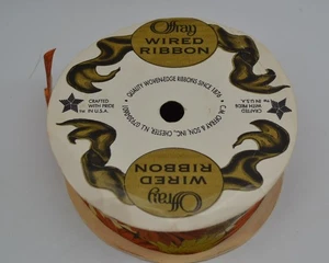 Offray Designer Ribbons Wired Ribbon Daisy Patch 10 Yards, 1 1/2" 39mm Orange - Picture 1 of 5
