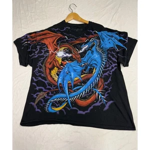 Vintage Liquid Blue Dueling Dragons T-Shirt - XXL Tag Area is fade is 2XL  - Bild 1 von 11