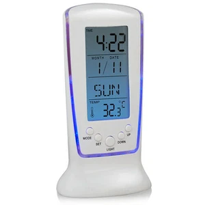 LCD Digital Alarm Clock Calendar Thermometer Blue Backlight Night Light Snooze - Picture 1 of 12