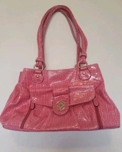 Pink Vintage Retro Alligator Pattern Purse. Lots of compartments - Picture 1 of 6