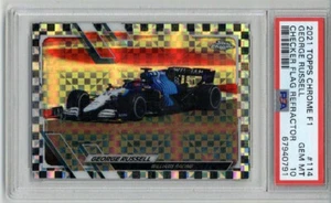 2021 TOPPS CHROME F1 CHECKER FLAG REFRACTOR GEORGE RUSSELL PSA 10 LOW POP 5 RARE - Picture 1 of 2