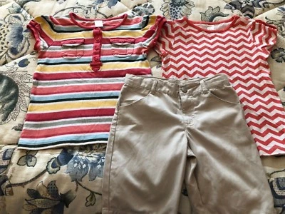 Gymboree - 7 - Camisa Campamento de Amistad, Camisa Chevron Coral, Pantalones Cortos Caqui - Usados en Excelente Condición Foto 1 de 4