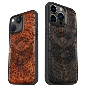 Custodia telefono legno magnetica per iPhone 12 13 14 15 16 Pro Max Plus cover MagSafe - Foto 1 di 13