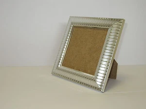 Two Tone Silver 5"x5" Square Picture Photo Frame Hang Stand - Picture 1 of 1