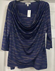 Dressbarn Damen Marineblau Pullover Top 3/4 Ärmel Polyester Elasthan Größe XL Neu mit Etikett