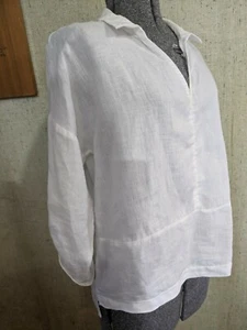 Pure Collection linen loose-fitting pullover dipped hem top woman's size 6   - Picture 1 of 7