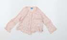 Mayoral Girls Pink Floral Cotton Basic Blouse Size 3 Years Round Neck Button