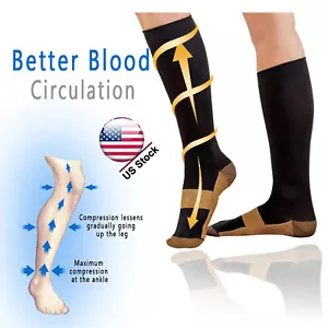 1-3 pares de calcetines de compresión de cobre 20-30 mmHg soporte graduado para hombres y mujeres calcetines - Imagen 1 de 29