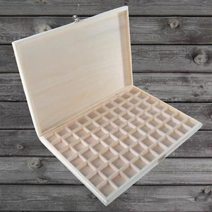 Caja de madera poco profunda 70 compartimentos y cierre presentación regalo estuche decorativo - Imagen 1 de 8