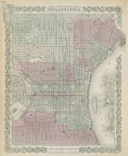 Philadelphia decorative antique town city plan. COLTON 1869 old map