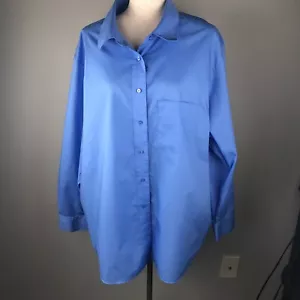 Foxcroft faltenfreies Shape Fit Hemd mit Knopfleiste blau Damengröße 24W - Bild 1 von 10