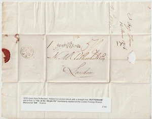 1816 Rotterdam PMK VERPACKUNG FÜR ROTHSCHILD LONDON BANKER H/S "Oz bei 5s/4d pro Oz" - Bild 1 von 2