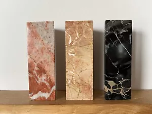 More details for set of three marble vases by enzo mari for danese milano - red, pink and black