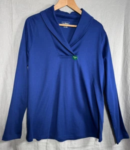 L.L.Bean Neu Damen Blau Weich Baumwolle Langarm Shirt Top Größe XL Schalkragen - Bild 1 von 10