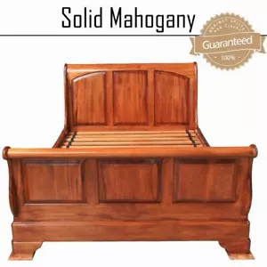 Solid Mahogany Wood Queen Bed Antique Reproduction Style Monet Bedroom Furniture - Picture 1 of 3