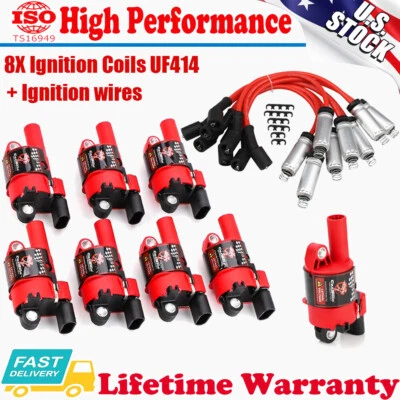 8x Ignition Coils & Spark Wire Pack For 2007-2016 GMC Chevy Silverado 1500 5.3L - Image 1 of 4