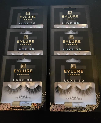 6x Eylure London Luxe 3D - Heart 3D Faux Mink with glue - Reusable - Image 1 of 4