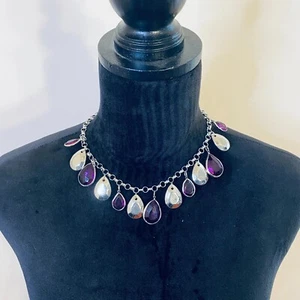 Necklace & Earring Set By Paparazzi Accessories Clique Bait Silver Purple - Picture 1 of 6