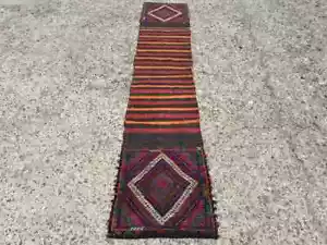 Striped Kilim rug runner - Handmade vintage kilim rugs for hallway - Picture 1 of 10
