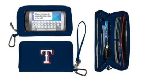 New Touch Screen  Smartphone Deluxe Wallet MLB Licensed TEXAS RANGERS Blue gift Cover