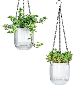4.5 Inch 2 Pcs Self Watering Hanging Planter Indoor Plant Pots Drainage Holes, O - Picture 1 of 11