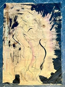 Antique Mixed Media Painting Of 1920’s Greenwich Village Speakeasy - Cabaret - Picture 1 of 7