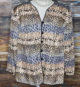 Adrianna Papell Women 100% Silk Multicolor Animal Print Blouse Sz 18 *EXCELLENT* - Picture 1 of 7
