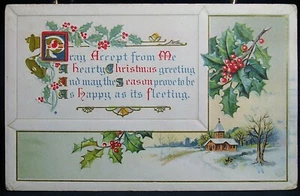 Christmas Postcard -Pray Accept From Me - posted 1913 - Bild 1 von 2