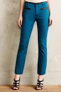 Anthropologie Textured Charlie Ankle Trousers - Sz 2 (Tourquoise) - Picture 1 of 5