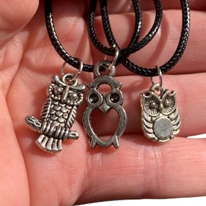 Silver Tone Owl Charm Pendants Owl Lover Necklaces Animal Inspired Women Jewelry - Picture 1 of 35