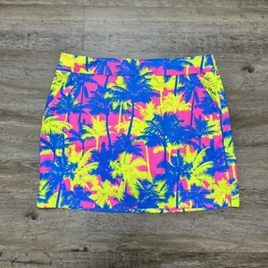 Gonna da golf donna nuova con etichette Loudmouth skort neon palme tempo libero Pickleball 14 - Foto 1 di 11
