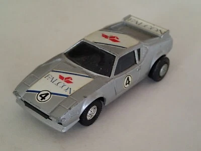 Modelo de coche de metal De Tomaso Pantera #4 Falcon plateado escala 1:45, calcomanía giratoria de ruedas Foto 1 de 4