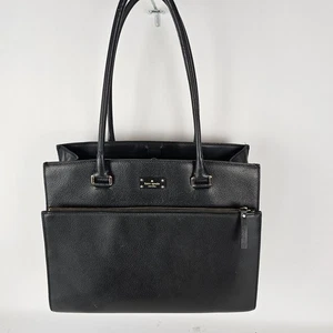 Bolso de hombro Kate Spade Cara de cuero - negro, bolsillos grandes con cremallera - Imagen 1 de 8