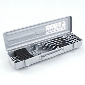 TONE RMFQ110 Quick Ratchet Wrench Set 11pcs Silver Alloy Steel Box End Japan - Picture 1 of 6