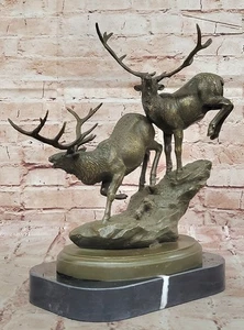 Hilltop Stag Bronze Sculpture Hot Cast Deer Figurine Wildlife Lodge Artwork Sale - Imagen 1 de 10