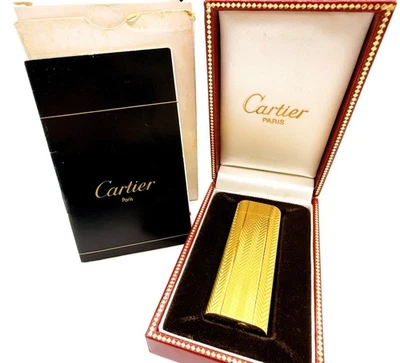 25441 Cartier Lighter Plaque or G Gold Black Gold Lighter Oil Gas Zippo Miscell - Image 1 of 4