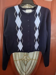 Damen Strickjacke No Boundaries XL 16/18 Knopfleiste Argyla Muster blau - Bild 1 von 4